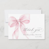 ピンクボウエレガントベビーガールシャワーサンキューカード サンキューカード (正面)