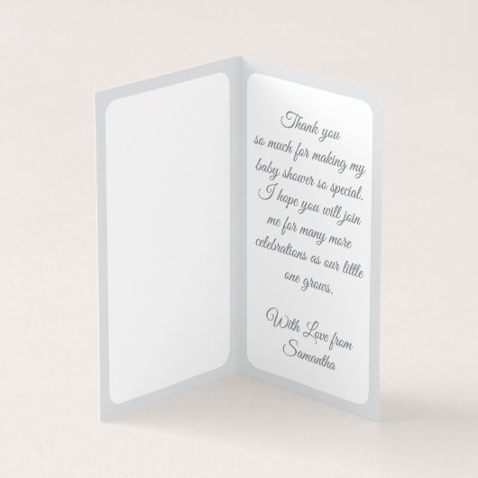ピンクボウエレガントベビーシャワーサンキューカード (内部)