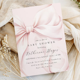 ピンクボウエレガントベビーシャワー 招待状