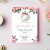 ピンクボウエレガントホワイトカボチャフローラベビーシャワー 招待状