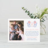 ピンクボウエレガントモノグラムベビーガール写真 サンキューカード (スタンド正面)