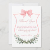 ピンクボウエレガントユーカリプスクレストベビーシャワー サンキューカード (正面)