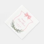 ピンクボウエレガントユーカリプスクレストベビーシャワー スタンダードランチョンナプキン (角)