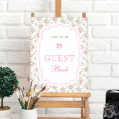 ピンクボウエレガントラブシャックベビーシャワーゲストブック ポスター