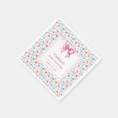 ピンクボウエレガントワイルドフラワーフローラデザイン スタンダードカクテルナプキン (角)