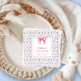 ピンクボウエレガントワイルドフラワーフローラデザイン スタンダードカクテルナプキン