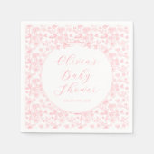 ピンクボウエレガントヴィンテージフローラガールベビーシャワー スタンダードカクテルナプキン (正面)