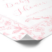 ピンクボウエレガントヴィンテージフローラガールベビーシャワー ポスター (角)