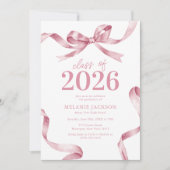 ピンクボウエレガント卒業式パーティー 招待状 (正面)