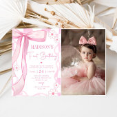 ピンクボウエレガント第1バースデーフォト 招待状