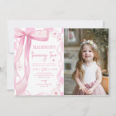 ピンクボウエレガント第2バースデーフォト 招待状 (正面)