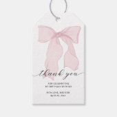 ピンクボウエレガント誕生日 ギフトタグ (正面)