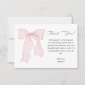 ピンクボウエレガント誕生日 サンキューカード (正面)