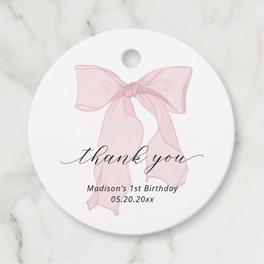 ピンクボウエレガント誕生日 フェイバータグ (正面)