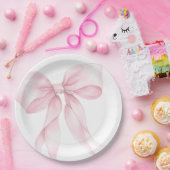 ピンクボウエレガント赤面ピンクベビーシャワー ペーパープレート (パーティー)