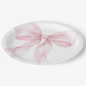 ピンクボウエレガント赤面ピンクベビーシャワー ペーパープレート (アングル)