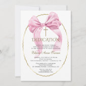 ピンクボウエレガント金ゴールドガール献身 招待状 (正面)