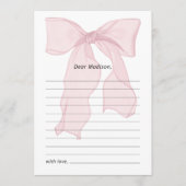 ピンクボウエレガント1歳の誕生日タイムカプセルカード 招待状 (正面)