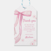 ピンクボウエレガント1歳の誕生日 ギフトタグ (正面)