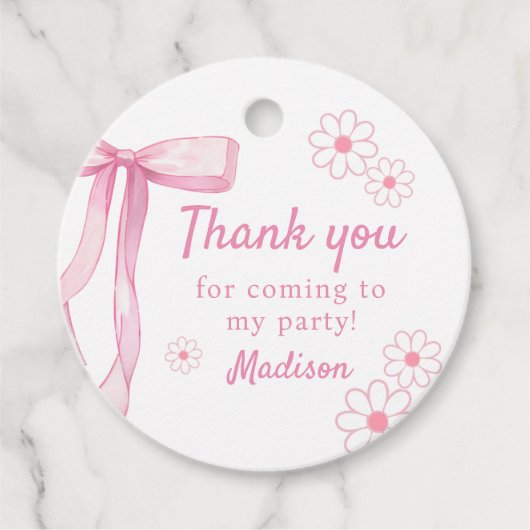 ピンクボウエレガント1歳の誕生日 フェイバータグ (正面)