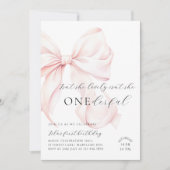 ピンクボウオネダーフルファースト誕生日招待状 招待状 (正面)