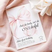 ピンクボウオネダーフルファースト誕生日招待状 招待状