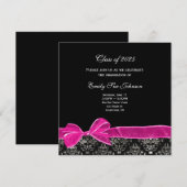 ピンクボウオンダマスク卒業招待状 招待状 (正面/裏面)