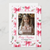 ピンクボウカスタムスのクリスマスフォト&名前 シーズンカード (正面/裏面)