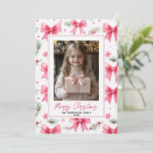 ピンクボウカスタムスのクリスマスフォト&名前 シーズンカード (スタンド正面)