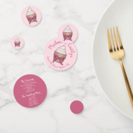 ピンクボウカップケーキラブケーキ結婚式 プログラム コンフェッティ