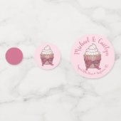 ピンクボウカップケーキラブケーキ結婚式 プログラム コンフェッティ (正面)