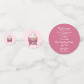 ピンクボウカップケーキラブケーキ結婚式 プログラム コンフェッティ (裏面)