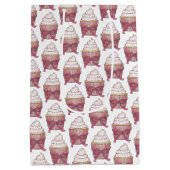 ピンクボウカップケーキラブケーキ結婚式 プログラム ミディアムペーパーバッグ (裏面)