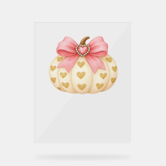 ピンクボウカボチャとゴールデンハート – コケットファル アクリルサイン (正面)