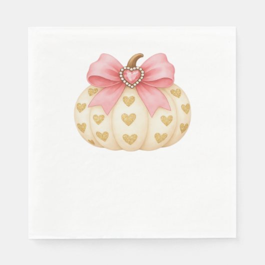 ピンクボウカボチャとゴールデンハート – コケットファル スタンダードランチョンナプキン (正面)