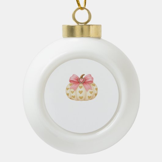 ピンクボウカボチャとゴールデンハート – コケットファル セラミックボールオーナメント (正面)