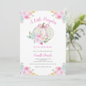 ピンクボウカボチャ女の子ベビーシャワー 招待状 (スタンド正面)