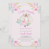 ピンクボウカボチャ女の子ベビーシャワー 招待状 (正面/裏面)