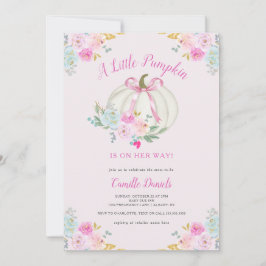 ピンクボウカボチャ女の子ベビーシャワー 招待状