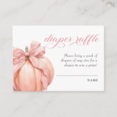 ピンクボウカボチャ赤ちゃんシャワーおむつラッフル エンクロージャーカード (正面)