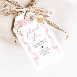 ピンクボウカボチャ赤ちゃんシャワーメッセージカード ギフトタグ