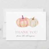 ピンクボウカボチャ赤ちゃん女の子ありがとう サンキューカード (正面)