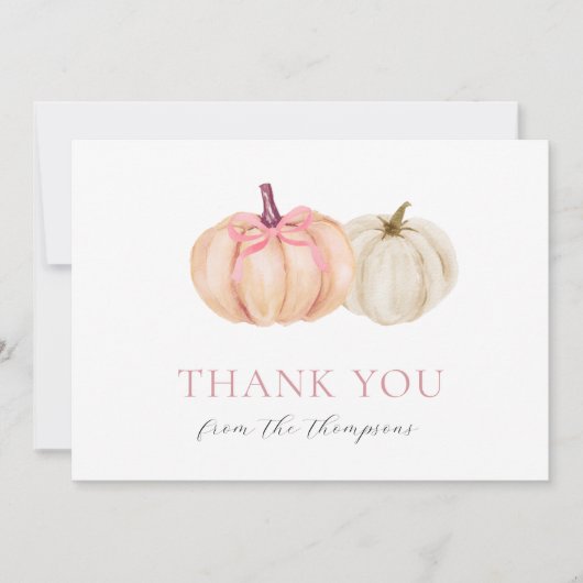 ピンクボウカボチャ赤ちゃん女の子ありがとう サンキューカード (正面)