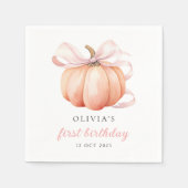 ピンクボウカボチャ1st誕生日 スタンダードカクテルナプキン (正面)