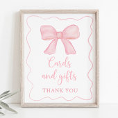 ピンクボウカードとギフト誕生日標識 ポスター