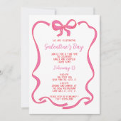 ピンクボウガレンティーンズデイバレンタインデー 招待状 (正面)