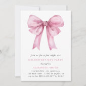 ピンクボウガレンティーンズデイパーティの招待状 招待状 (正面)