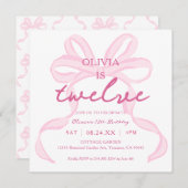 ピンクボウガーリーコケット12thバースデーパーティスクーラ 招待状 (正面/裏面)