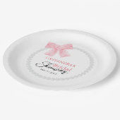 ピンクボウガーリーホワイトサークルパールブライダルシャワー ペーパープレート (アングル)
