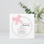 ピンクボウガーリーホワイトサークルパールブライダルシャワー 招待状 (スタンド正面)